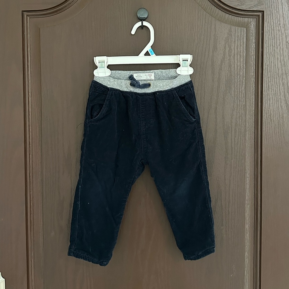 3/$25 ZARA Baby Boy Corduroy Pants 18-24 Months Navy Blue Warm Pull On Toddler